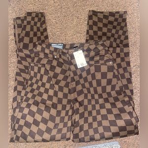 NWT H&M 90’s distressed checkered jeans